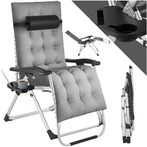 Cadeira de Praia TECTAKE (Cinzento Claro - Aço - 61x72x117 cm) TecTake - Móveis de exterior - cinzento claro, aço, 61x72x117 cm