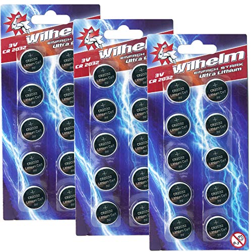 Pilhas Não Recarregáveis WILHELM CR2032 (30 unidades) Wilhelm - Baterias - 30 unidades, cr2032, 3V, 230 mAh