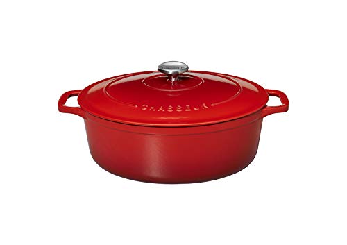 Panela Oval Cocotte 33 Cm Cor de Rubi Interior Preto 4733 Chasseur - Fornos holandeses - ferro fundido, 7 L, 33 cm, preto