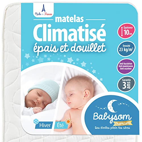 Berço BABYSOM Colchão de Cama Duplo (60 x 120 cm) Babysom - Roupa de cama - 10 cm, antiácaros, antimicrobio, transpirável