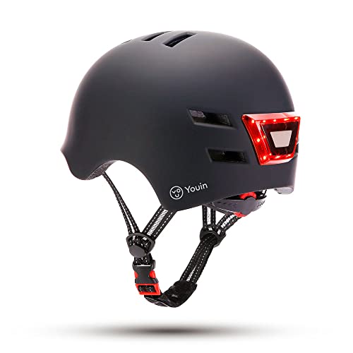 Capacete de bicicleta Youin com luz led - tamanho L - preto Youin - Equipamento atlético de uso geral - homologado, led, tamanho L, preto