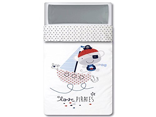 Saco Piruloso Pirate 70X140 Cm Branco E Cinzento PIRULOS - Fronhas e almofadas - piruloso, algodão 100%, almofada, veludo, microfibra