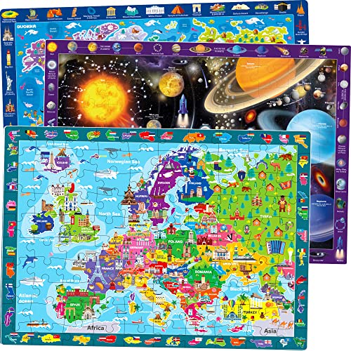Puzzle Infantil 3 4 5 Anos - 3 Rompecabezas Grandes De 100 Piezas De Quokka Adducate Ukraine LLC - Quebra-cabeças de encaixar - 3 puzzles, 100 peças, madeira coloridas, 4-5 anos