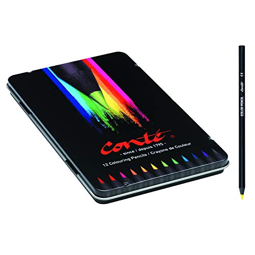 Lápis de Cor CONTÉ Colouring (Multicor) BIC - Lápis - multicor, ponta pigmentada, mina fácil, corpo preto