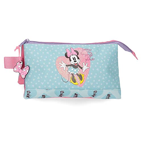 Estojo DISNEY Minnie Happy Place (Azul - Poliéster) Disney - Organizadores de mesa - minnie mouse, poliéster, tampa removível, alça de pulso