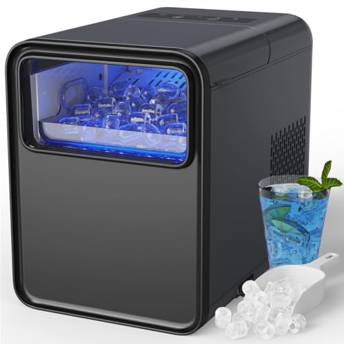 Máquina de Gelo OMISOON 9 Cubos (Preto - 36.5x30.4x39.1cm) ZHONGWU - Máquinas de gelo - 9 cubos, 1,5 litros, iluminação, aparador