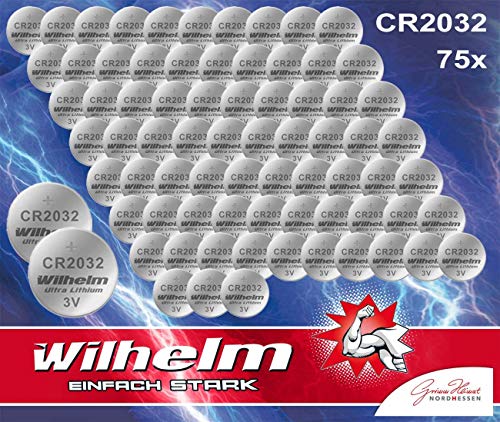 Pilhas WILHELM CR2032 (75 unidades - Button) Wilhelm - Baterias - cr2032, button batteries, 75 unidades, 3V
