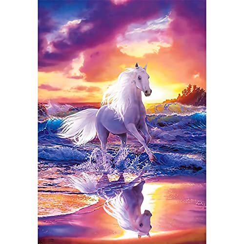 Kit de Pintura por Numeração 5D Cavalo Branco XiangJunly - Enfeites e acabamentos - kit, pintura, numeração, cavalo branco