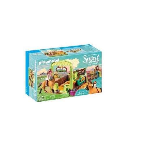 Playmobil Dreamworks Spirit - Stables Fortu and Spirit (Idade Mínima Recomendada: 4 anos) PLAYMOBIL - Conjuntos de brinquedos - playmobil, dreamworks spirit, estábulo, fortu, spirit, cavalo, selim, arreios, mala, balcão, candeeiro, mesa