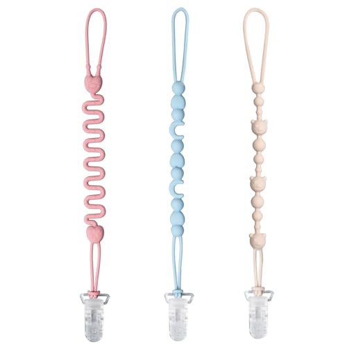 Conjunto de chupetas AIQUINU Silicone com resorte (3 peças) AiQInu - Clipes e suportes para chupetas - silicone, resorte, 3 peças, animais