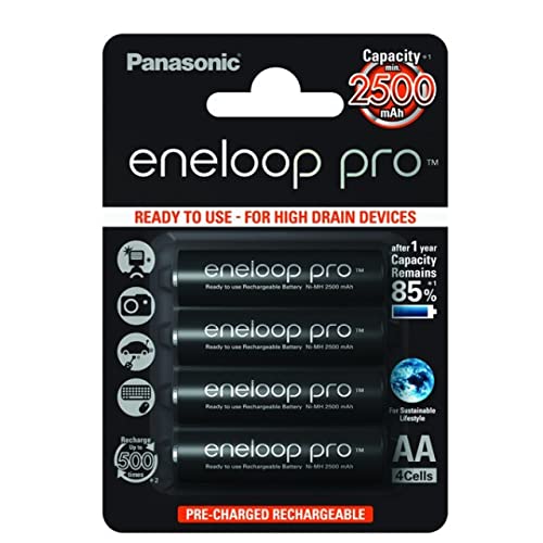Pilha Recarregável PANASONIC BK-3LCCE/4BE Panasonic - Baterias - nicle-metal hidreto, 2500 mAh, 12 v, preto