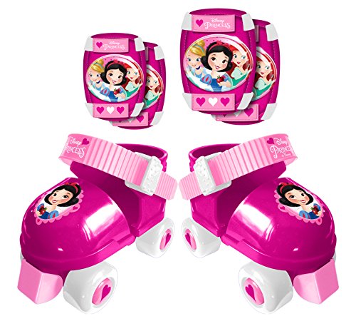 Conjunto de Patins com Cotoveleiras/Joelheiras Princesas Disney STAMP - Patins em Linha - cotovelos, joelheiras, ajustável, rótula de segurança