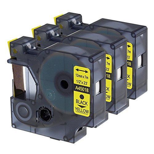 Etiquetadora Oozmas 45018-003 (Consumível Informática e Tel.) Oozmas Printing - Fitas de etiquetas e recargas - impressão laser, 3 etiquetas por pacote, preto e branco sobre amarelo