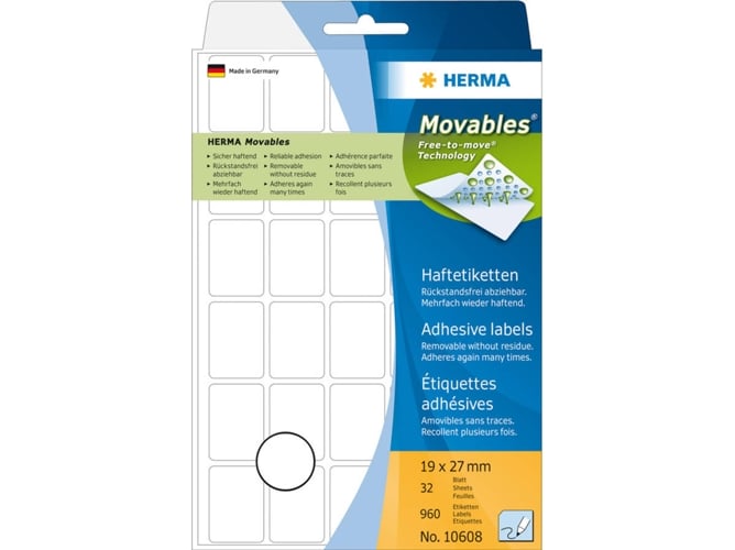 Herma Labels white 105x38 SuperPrint 960 pcs. HERMA - Etiquetas e tags - 960 etiquetas, 105x38 mm, inkjet, branco
