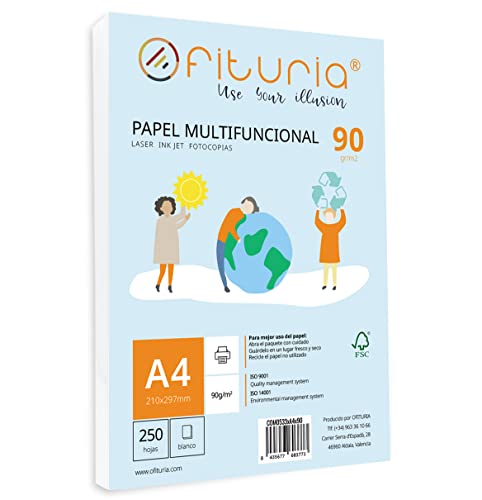 Pack 250 Folhas A4 Brancas com Elásticos OFITURIA OFITURIA - Papel de impressora e copiadora - pack, 250 folhas, a4, brancas, elásticos