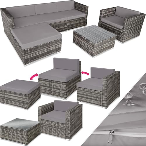 Conjunto de Jardim TECTAKE (Cinzento - Aço - 129x65.5x75 cm) TecTake - Móveis de exterior - cinzento, aço, 129x65.5x75 cm