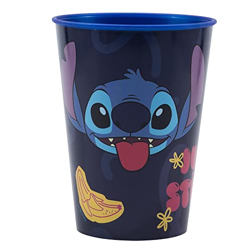 Garrafa para Bebidas DISFRAZZES Infantil De Plástico Reutilizável De 260 Ml De Stitch Stor - Copos - 260 ml, plástico reutilizável, fácil de limpar, não mancha