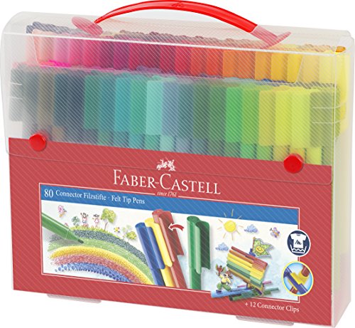 Marcador FABER-CASTELL 155579 Ponta Redonda Vermelho Faber-Castell - Canetas - ponta redonda, vermelho, conjunto 80, à base de água
