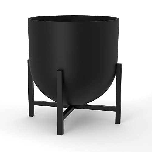 Vaso com suporte para plantas, vaso de metal para interiores, vaso grande de 22 cm (Preto) Olly & Rose - Vasos e canteiros - suporte, metal, interiores, 22 cm