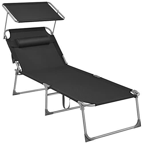 Espreguiçadeira SONGMICS com Almofada (Preto - Poliéster - 71 x 200 x 38 cm) SONGMICS - Móveis de exterior - almofada, poliéster, preto, 71 x 200 x 38 cm