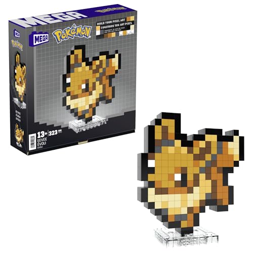 Jogo de Construção Mega Construx Pokemon Eevee Pixel Art Mattel - Brinquedos - pokemon, retro pixels, artesanato, figura 3d