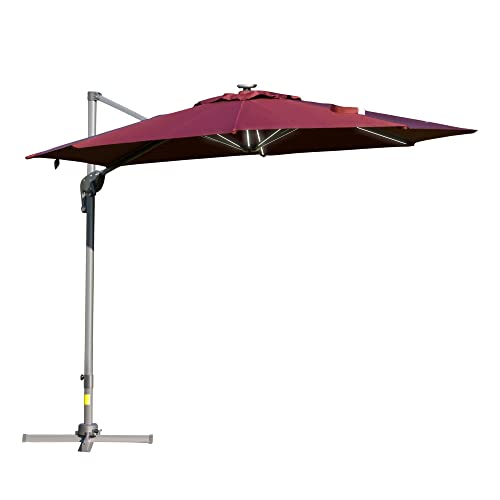 Guarda-Sol Outsunny | Dourado, Vermelho (Cozinha e Casa de Banho) Outsunny - Móveis de exterior - dourado, vermelho, cozinha, casa de banho