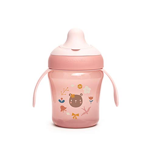 Garrafa de Aprender para Bebês SUAVINEX (Rosa - 200 ml) Suavinex - Copos de transição - 200 ml, anti-derrame, ergonómica, boquilha rígida