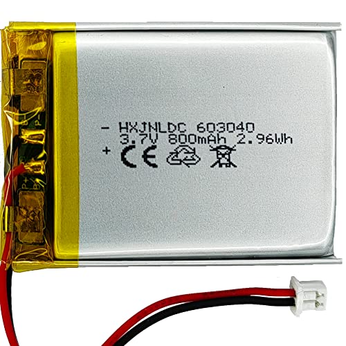Bateria Recarregável DC 3,7V 800mAh 603040 HXJN - Conversores de energia - 800mah, 3,7V, litio, interno