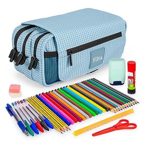 Estojo COLEPACK Azul com material escolar ColePack - Estojos para canetas e lápis - azul, material escolar