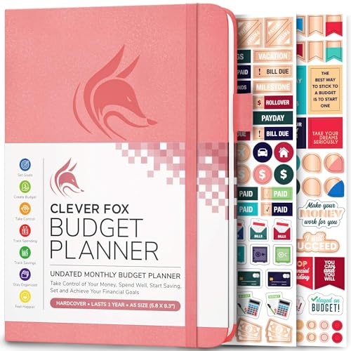 Planificador Finanças Clever Fox Budget Planner Pink Clever Fox - Calendários, organizadores e planejadores - 12 meses, pessoal, despesas fixas, gastos mensais