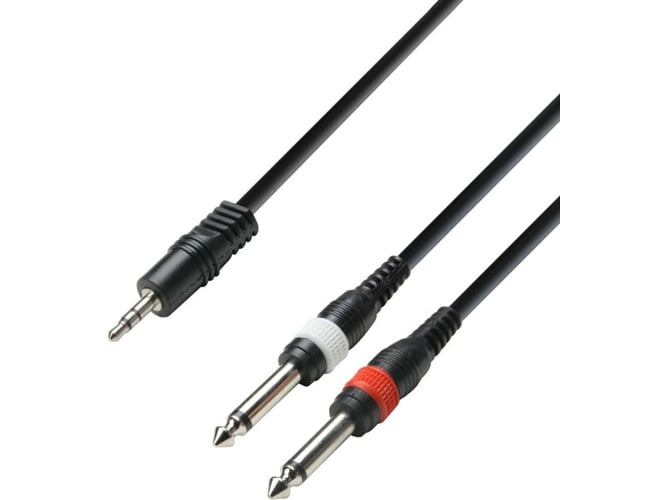Cabo de Áudio ADAM HALL (Jack 6.3mm - Jack 3.5mm - 6 m - Preto) ah Cables - Cabos de áudio e vídeo - jack 6.3mm, jack 3.5mm, 6m, preto