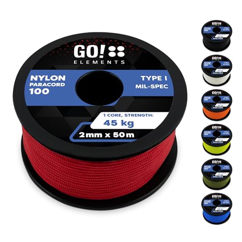 GO ELEMENTS Corda de nylon roja 2 mm 50 m (Recondicionado Como Novo) GO!elements - Cabos e cordas de hardware - nylon, vermelho, 2 mm, 50 m