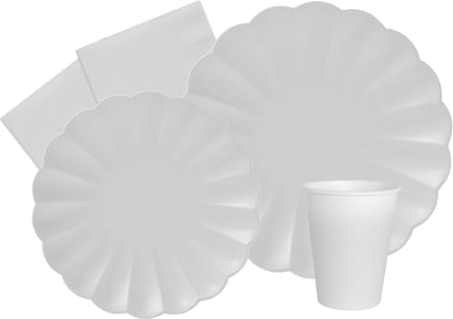 Conjunto de Refeição Ciao Party Flower Shape Ciao - Kits de festa - biodegradável, reciclável, 8 pratos, 8 copos