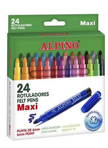 Marcador ALPINO Maxi (24 Un - Multicor) Alpino - Marcadores e marcadores de texto - 24 un, multicor, 6mm, laváveis