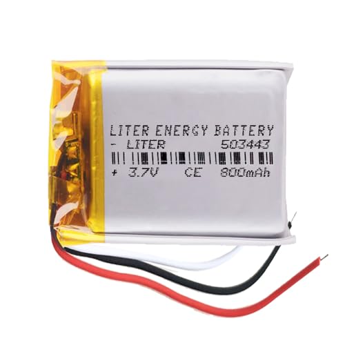 Bateria 3 Cabos 503443 LiPo 3.7V 800Mah 2.96Wh 1S 5C Liter Energy Battery Recargável com Pcm Termistor Ntc Smartwatch Liter Energy Battery - Baterias - LiPo, 3.7V, 800mah, recarregável, ntc