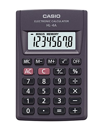 Calculadora de Mesa CASIO HL-4A (12 dígitos) Casio - Calculadoras - 12 dígitos, porcentagem, tampa protegida, pilhas incluídas