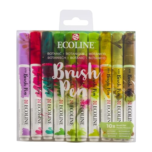 EcoLine Conjunto de 10 Canetas de Água Brush Royal Talens - Canetas - 10 canetas, tinta à base de água, cores vivas, formato pincel