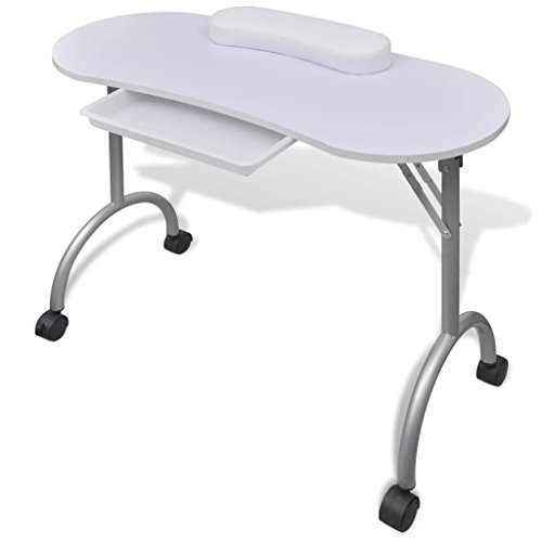 Mesa de manicure dobrável vidaXL branco (Beleza, saúde e bem-estar) vidaXL - Conjuntos de móveis de quarto - dobrável, MDF, aço, pé 28 mm