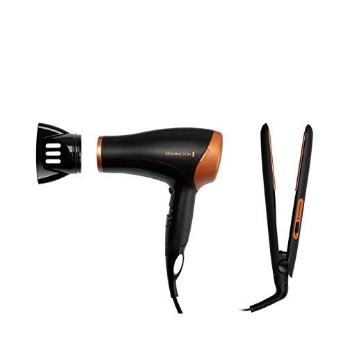 Secador de Cabelo Remington D3012GP | Bege, Preto Remington - Acessórios de banheiro - 2000 W, 3 níveis de temperatura, iônico, placas cerâmicas