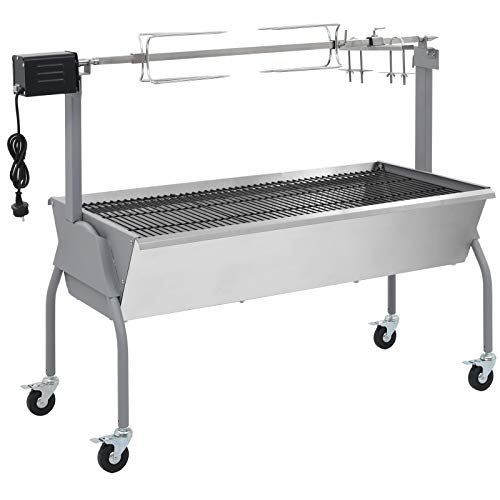 Churrasqueira de Gás VidaXL com Espeto Giratório e Rodas | 3.000 W - Preto vidaXL - Eletrodomésticos de cozinha - gás, esperto giratório, rodas, 3.000 w