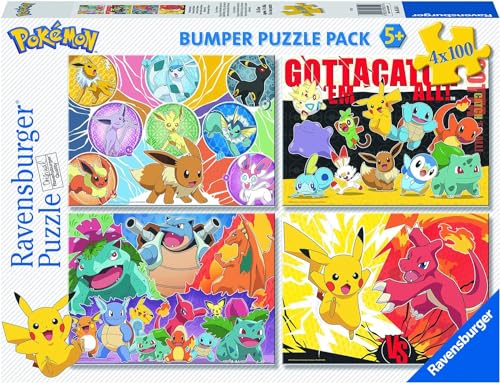 Puzzle RAVENSBURGER IBERICA Pokemon (Idade Mínima: 5 Anos - 100 Peças) Ravensburger - Quebra-cabeças - cartão, pokemon, 100 peças, 5 anos