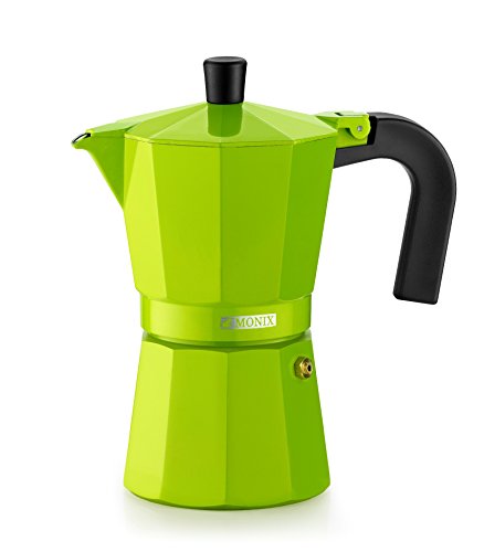 Cafeteira Italiana MONIX 9 Cm Verde (9 Cápsulas) Monix - Cafeteiras elétricas e de fogão - italiana, 9 cápsulas, filtro inox, anti-gotas