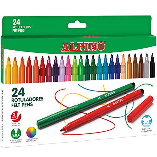 24 Marcadores ALPINO Color Brilhante (Multicor) Alpino - Marcadores e marcadores de texto - multicor, brilhante, lavável, compacto