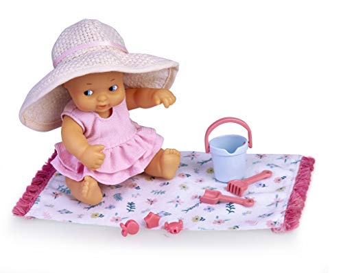 Boneca de moda FAMOSA Los Barriguitas (3 anos) Famosa - Brinquedos - vestido rosa, acessórios, 15 cm, brincar no mar