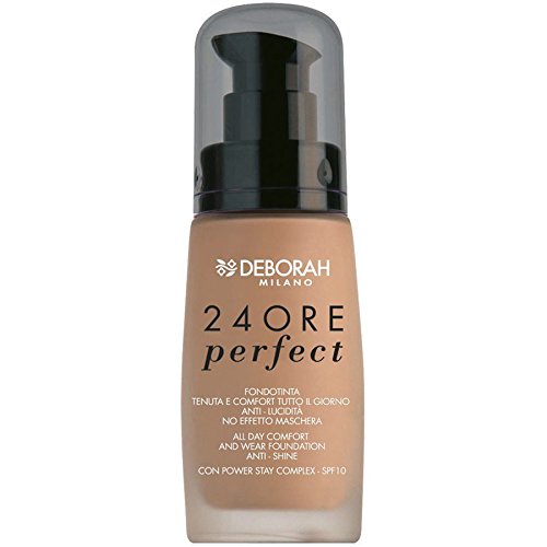 Base DEBORAH 24 Ore Perfect Foundation Long Lasting 2 True Beige Deborah - Maquiagem facial - base fluida, pele luminosa, natural, 2 tons