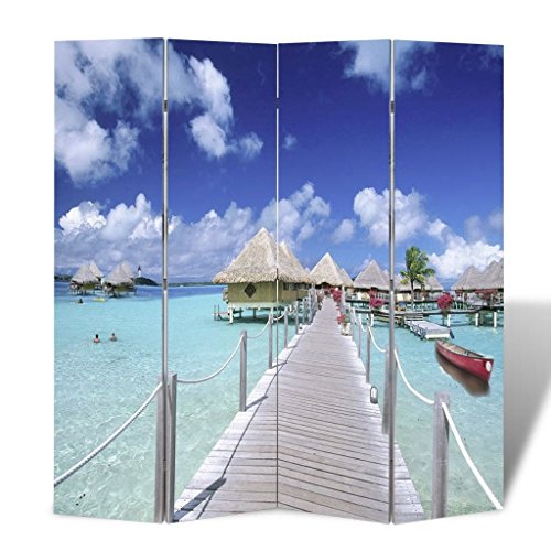 Biombo dobrável vidaXL com estampa de praia 160x170 cm vidaXL - Conjuntos de móveis - dobrável, praia, 160x170 cm