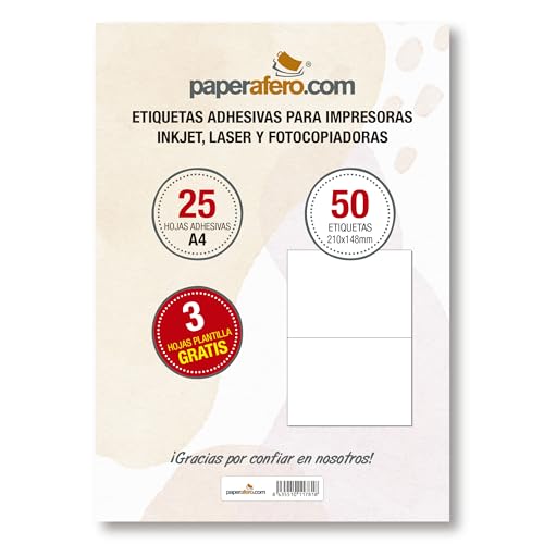 Etiqueta Autocolante PAPERAFERO A4 Branco HappyMots - Papel de impressora e copiadora - autocolantes, papel de cartão, brilhante