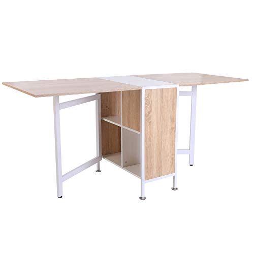 Mesa dobrável HOMCOM | 120x60x75 cm | madeira e metal HOMCOM - Mesas dobráveis - 120x60x75 cm, 4 compartimentos, MDF, metal