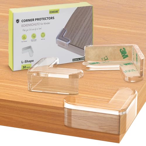Protetor de Cantos ECHOCUBE 30 Pcs Transparente (30 Unidades) ECHOCUBE - Travas de segurança para bebê - transparente, 30 unidades
