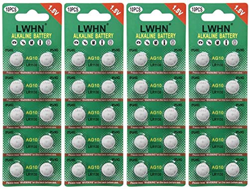 Pilha Recarregável AG10 L1130 1,5V (40 Unidades) XURILAI - Baterias de uso geral - 1,5v, 50 mAh, alcalino, botão